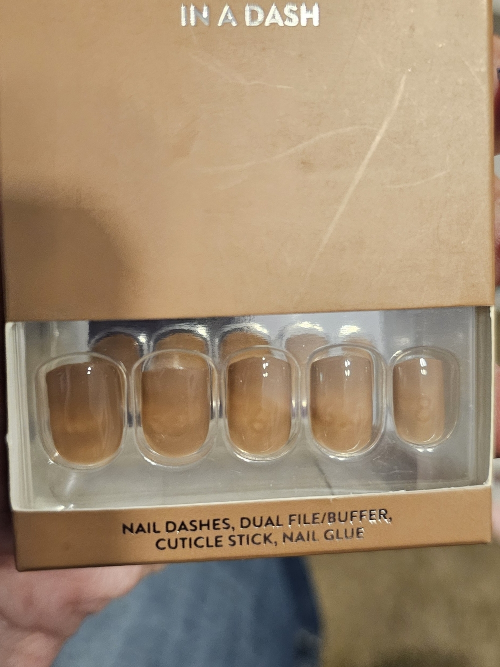 Nail Dashes Brown Press-On Nail Set with Glue